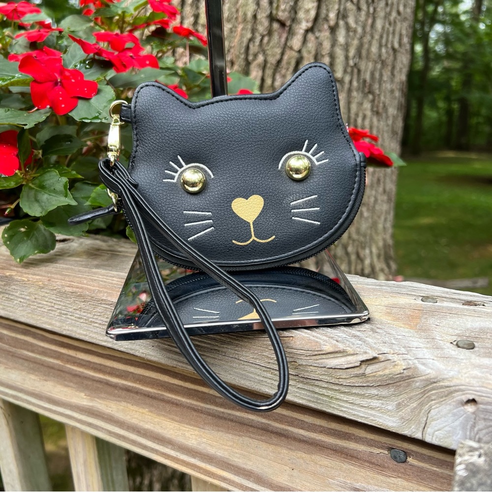 Luv Betsey By Betsey Johnson Purse Wristlet Coin Card Purse Black Kitty Cat ❤️ - Picture 3 of 7